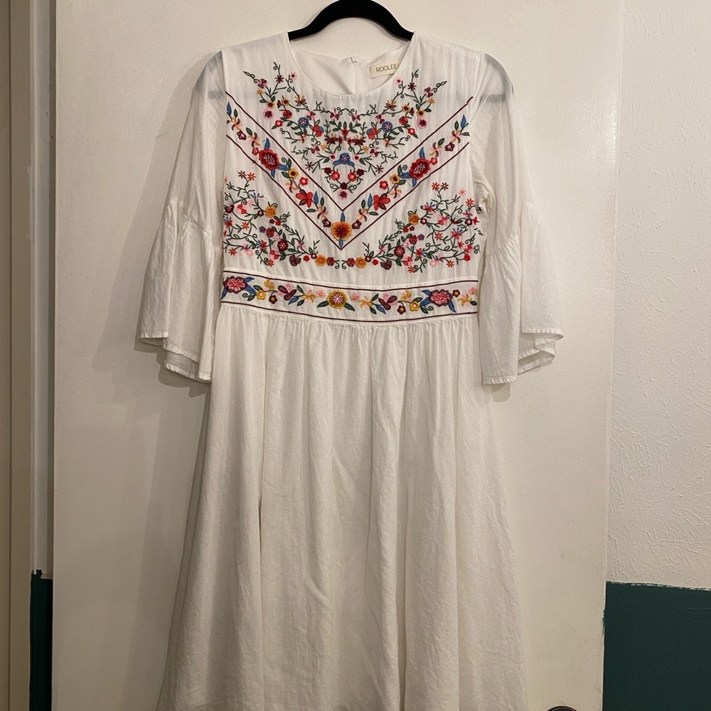 Boho White Embroidered Dress
